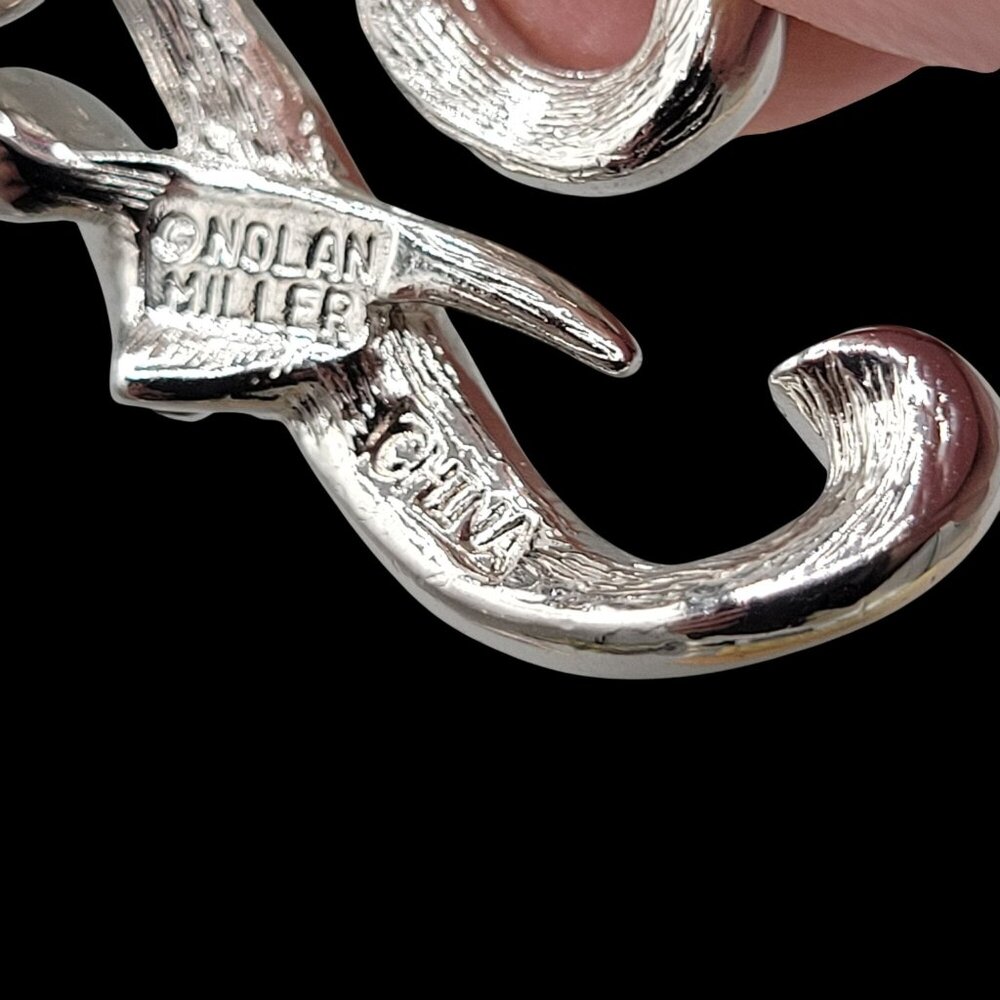 Vintage Nolan Miller Letter F Pendant Cursive Script Pave Set Crystals - Picture 5 of 7